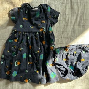 Dress and Bloomers Set with Planet Print